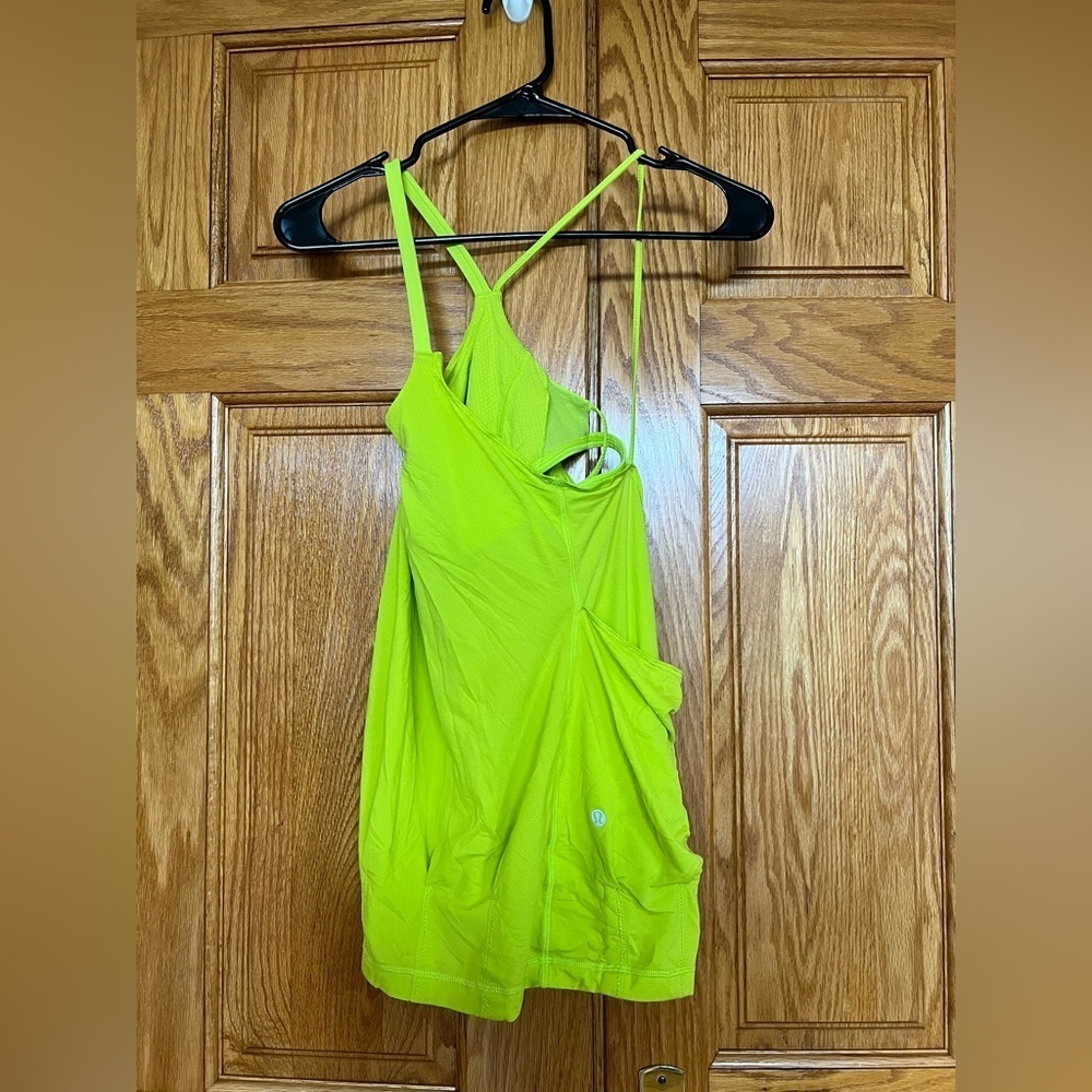 Lululemon - Lime Green Flow & Go Strappy Tank with Open Back Bra